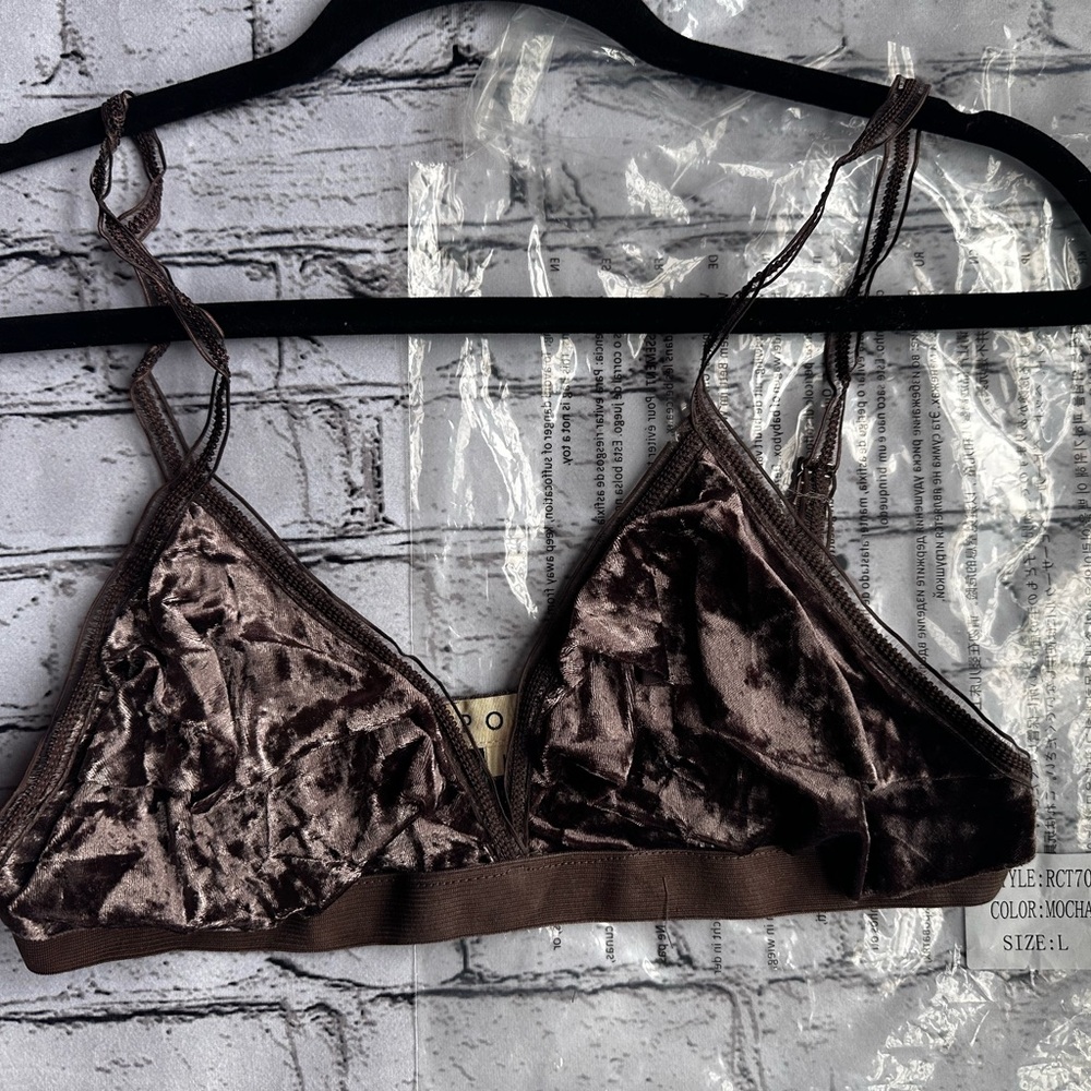POL Velvet Bralette in Rich Brown